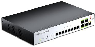 XikeStor Switch gestito L2 a 12 porte con chip Phy indipendenti | 8 porte 2.5GBase-T (100/1000/2500Mbps) e 4 X 10G SFP+ | Enhanced Compatibility & Stable Signal | VLAN, LACP, Web/CLI Management