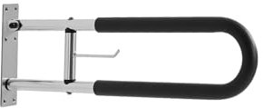 VEVOR Barre d'Appui WC, 765 mm, Barre de Maintien Toilettes Pliable U, Rampe de Sécurité Rabattable avec Porte-papier, Poignée Antidérapante, Capacité Charge 136 kg, pour Handicapés, Personnes Âgées