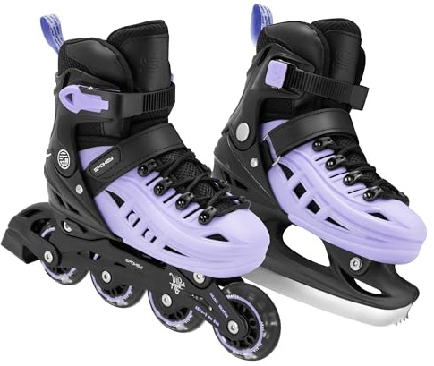 SPOKEY 4ONE Set 4in1 Inliner/Rollschuhe/Triskates/Schlittschuhe VERSTELLBAR | für Kinder und Jugendliche | Inlineskates umbaubar zu Rollschuhe | Größen: 29-33, 34-38, 39-43