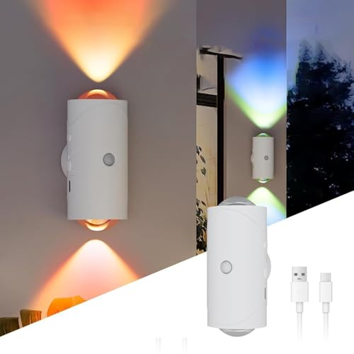 Gaogodot Wandleuchte Innen Akku,Wandlampe Nachtlicht mit Bewegungsmelder | Intelligenter Sensor, Farbwechseleffekt, USB-C-Ladung, Magnetbefestigung– ideal für Flur, Treppe,Bad,Wohnzimmer,Schlafzimmer