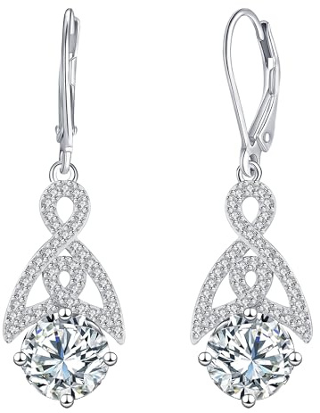 J.MOULING Herz Ohrringe Damen,925 Sterling Silber Hängend Ohrringe Herz Zirkonia Schmuck Geschenke für Damen Frauen Mutter Freundin Mama