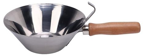 Fafeicy Cleaning Cover Made of Stainless Steel Langable Mud Pan with Wooden Handle for Mortar Plaster Construction Workers Workers