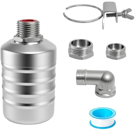 Golgner Schwimmerventil für Wassertank Pool, Automatisches Wasserstandskontrollventil, Automatische Wasserstandsregelung, 304 Edelstahl mit 1/2'' - 3/4'' Fittinge, für Wassertanks Fischteiche Pools
