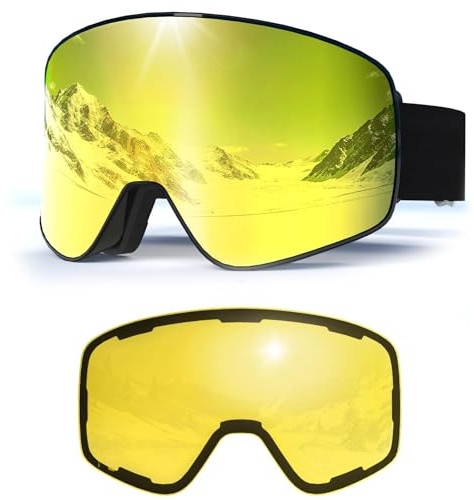 MXJ Gear skidglasögon för män och kvinnor, YH212 magnetiska snowboardglasögon anti-dimma OTG UV-skydd skidglasögon snöglasögon för skidåkning vintersport