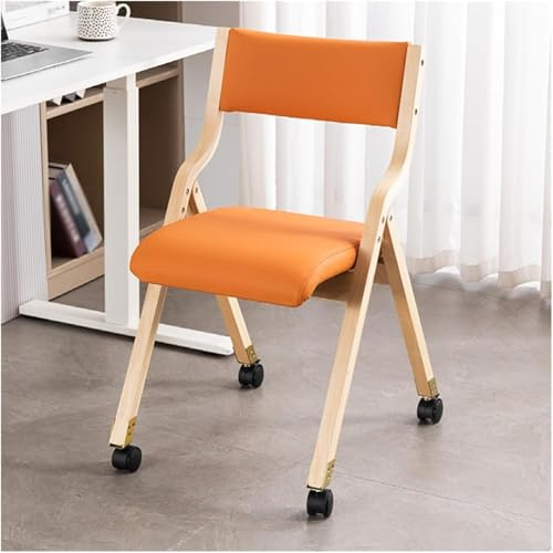 Klappbarer Hocker Aus Massivholz,Computerhocker,Holz-Klappstühle Ohne Armlehnen, Mit Rollen,Gepolsterter Stapelbarer Holzstuhl Für Zuhause, Büro,Hochzeit,Party,Veranstaltungen,Konferenzhocker D