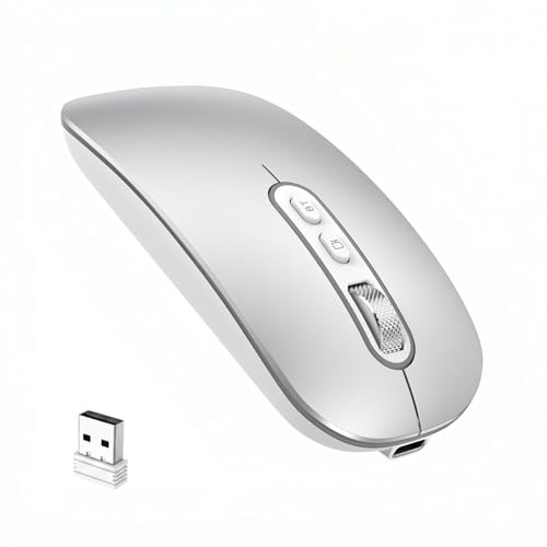 cimetech Bluetooth Maus 2.4G Maus Kabellos (Bluetooth5.1+ 2,4) Wiederaufladbare Ergonomische Mouse Stille Funkmaus für Laptop MacBook Air Pro,iPad,Computer,Desktop - Tragbare Schlanke, Leise Büromäuse