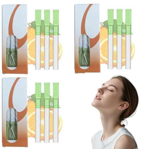 PYEUIFT Pack de 9 Inhalateurs Saveur Orange – Bâtons aromatiques sans fumée, Inhalateur pour habitudes saines, relaxation, réduction stress, respiration fraîche, pour maison, bureau et déplacements