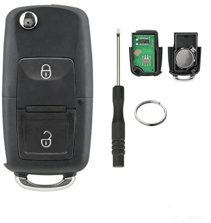 Ersatz Autoschlüssel 2 Tasten kompatibel VW Golf Passat Polo ID48 433MHz | FCCID 1J0959753AG auch kompatibel mit Seat Leon Skoda Fabia Bora 433MHz Funkschlüssel Ersatz Programmierung erforderlich