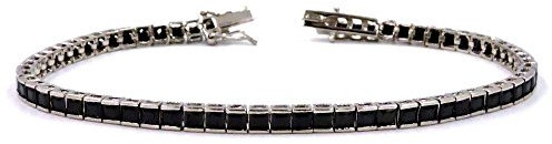 Tennis Armband aus 925 Sterling Silber Rhodiniert Weißgold mit Schwarzen Zirkonia