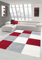 Shaggy Hochflor Langflor Teppich Wohnzimmer Gemustert in Karo Design Rot Grau Creme - Größe 140x200 cm