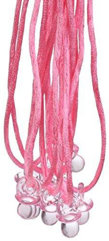 Unbekannt 20pcs Mini Schnuller Halskette Mitgebsel Geschenk für Taufe Babyshower Babyparty Hochzeit Kinder Geburtstag Party - Rosa