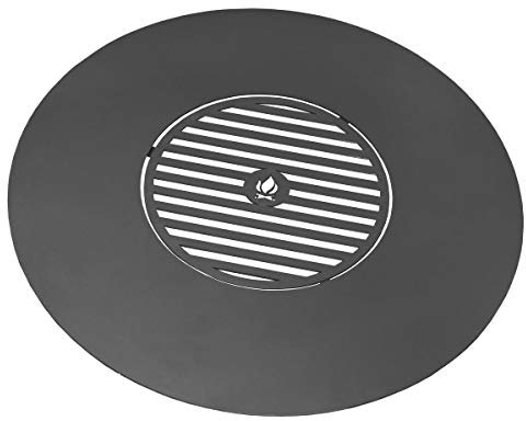 BlackOrange Grillplatte - Plancha aus Stahl Ø 102 cm mit Grillrost Ø 50 cm für Feuerschalen mit 100 cm Durchmesser