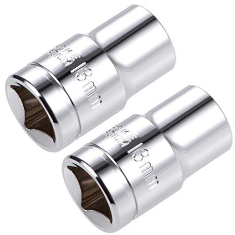 sourcing map 1/2 Pouce Embout Universel Cannelé Prise Profond 12 Pointe Cr-V Acier 2 Pcs E13