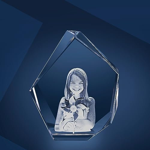 LOOXIS Personalisiertes 3D Laser-Foto vom eigenen Bild in Viamant-Glas gelasert – 100 x 130 x 59 mm, Hologramm – Geschenkidee Männer, Frauen, Valentinstag, Hochzeitstag – Eisberg M