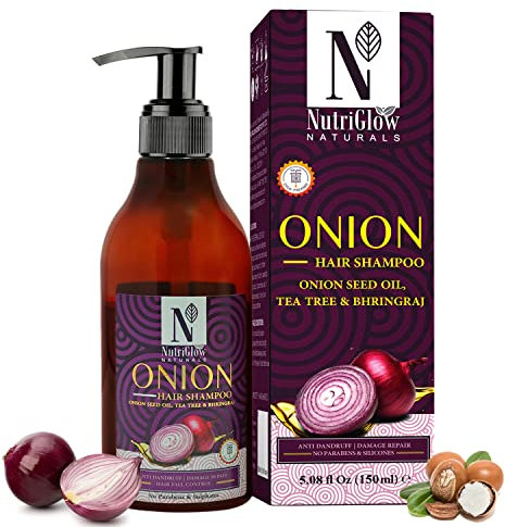 Nutriglow Natural's Onion Hair Shampoo with Bhrigraj Oil for Anti Dandruff, Anti Hair Fall, Deep Nourishment, 150Ml