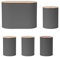 5PC Oval Kitchen Storage Set: Bread Bin, Biscuit Tin and Tea, Coffee & Sugar Canister Set - Matt Slate Grey - Embossed Lettering Design.