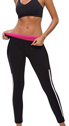 NonEcho Damen Neopren Sauna Sweat Pants Hohe Taille Workout Leggings Bauchkontrolle Fitness Strumpfhose mit Seitentasche, Schwarz, Large