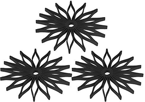 Rubberneck 3er Set Silikon Topfuntersetzer Stern, hitzebeständig, Faltbarer Untersetzer in Schwarz