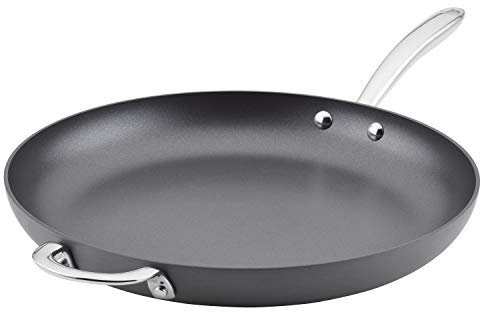 Rachael Ray 80089 Professional Hard Anodized Nonstick Frying/Fry Pan/Skillet with Helper Handle, 14 Inch - Gray