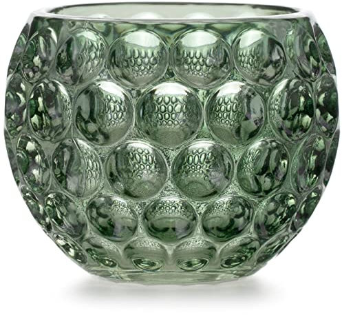 AmeliaHome Bougeoir en Verre Vert Bouteille 11 x 9 cm
