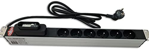 Cobox Bandeau de Prise 19 Pouces - 1U - 6 Prises 2P+T avec disjoncteur 16A
