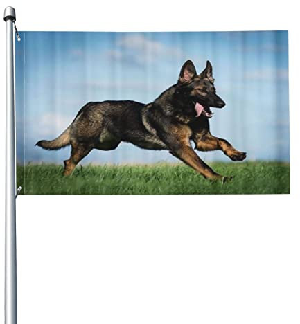 Flagge, Deutscher Schäferhund Flagge lustige Flaggen 5 Ft x 3 Ft mit Ösen, Festival Party UV-beständig Polyester Fahnen für Terrasse Garten