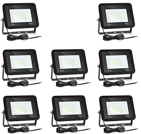 Proiettore a faretto a LED Izrielar 1700LM 10 pezzi 20W, impermeabile IP66 6000K bianco freddo, illuminazione per esterni a 120 gradi, faretto a LED per esterni per giardino, cortile, piazza, fabbrica