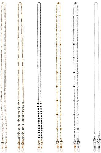 LAOYE 6 Pcs Chaine Lunette Attache Femme - Cordon Fil Ficelle à lunette Sangle, Homme Accessoire Accroche