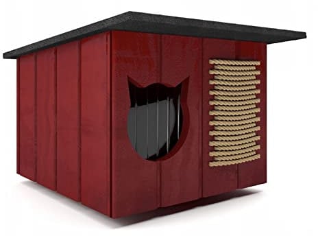 Katzenhaus 56x47 cm Katzenhütte Höhle Outdoor für draußen Winterfest isoliert Holz Versteck Sicherheit Komfort