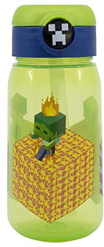 Stor Minecraft Bouteille d'eau en plastique pour enfant avec couvercle et paille 510 ml