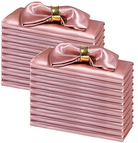 SiinvdaBZX 100 Stück Roségold Stoffservietten 30.5x30.5 cm, quadratische Satin-Servietten seidig weiche Abendessen Servietten oder Taschentuch für Bankett Hochzeit Weihnachten Erntedankfest Dekoration