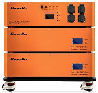 CloooudPro 48V 300Ah 15.36Kwh Stackable LiFePO4 Battery With 6kw Inverter 60A MTTP 10 Year Lifetime Perfect for Monitor RV, Solar, energy storage, Overland, Off-Grid