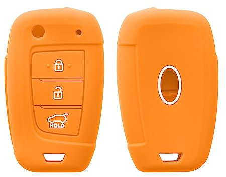 kwmobile Autoschlüssel Silikon Hülle kompatibel mit Hyundai 3-Tasten Klappschlüssel Autoschlüssel - Schlüsselhülle in Fruity Orange