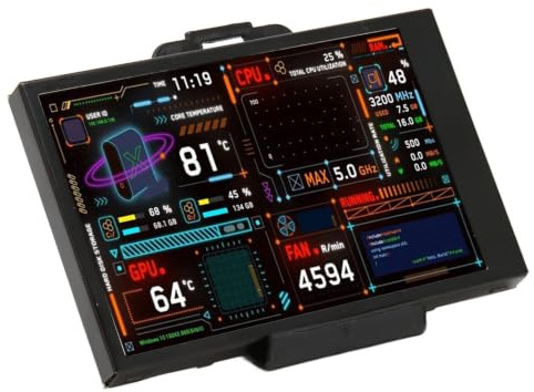 Dpofirs Computer Temperaturmonitor, 3,5 Zoll IPS Dual USB C Minibildschirm mit Visuellem Themeneditor für , PC Sensorpanel Anzeige, CPU RAM HDD Datenmonitor für ARGB Gehäuse