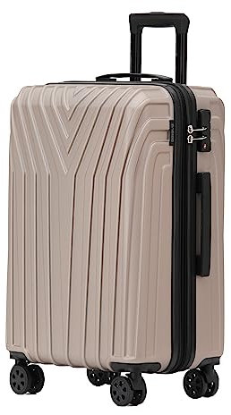 BEIBYE Kofferset Rollkoffer Koffer Hartschale,TSA Schloß, Zwillingsrollen, Erweiterung (Champagner, 66 cm)