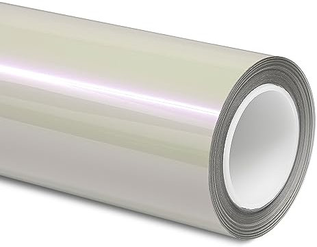 Folindo® Perlmutt Autofolie Weiss/Violett Glanz (13€/m²) | 200 x 152 cm | Selbstklebende Luftkanal Folie zur Auto Folierung | Blasenfrei Pearl Effekt Folie