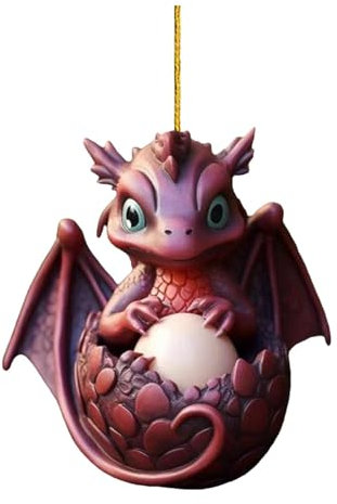 Drachen Weihnachtsanhänger, Weihnachts Anhänger Christbaumschmuck Ornamente, Drache Statue Feiertags Verzierung Snowflake Dragon Ornament & Christbaumschmuck Hängende Zubehör (C, One Size)