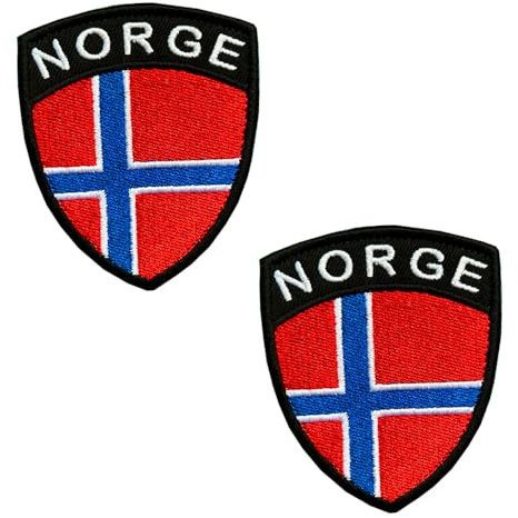 2 St. Norwegen Schild Patch- Taktisch Norwegisch Schild Patch, Bestickter Aufnäher mit Verschluss, Militär Aufkleber Bänder für Rucksäcke Kleidung Taschen Uniform Weste Jersey