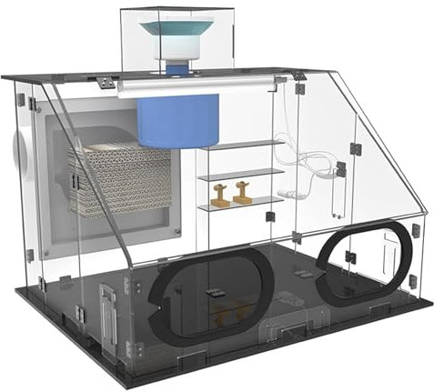 Cabina de pulverización de aerógrafo portátil, gabinete de Pintura hermético Transparente con Ventilador de 40 W, con Luces LED/Manguera de Escape, para Modelo de Arte de Pintura con aerografía
