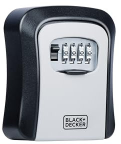 BLACK+DECKER Schlüsseltresor - mit Zahlenschloss - 4-stelliger Code - 10.000 Zahlenkombinationen - für den Innen- und Außenbereich - Robustes Metallgehäuse - Wasserdicht - Wandmontage