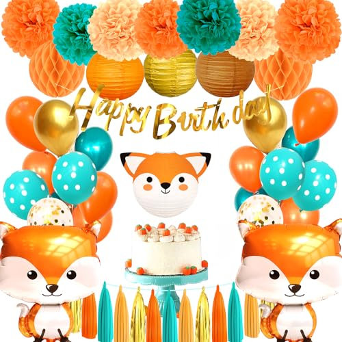 Regendeko Happy Birthday Fuchs Kindergeburtstag Deko Party Deko Waldtiere Geburtstag Deko Kindergeburtstag Deko Junge