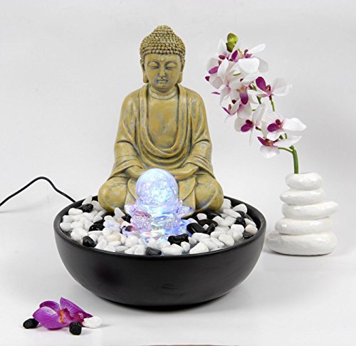 Feng Shui Wasserspiel Buddha mit Multicolor Beleuchtung 2811C