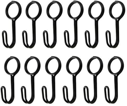 Wanfoou 12 ganchos en espiral, ganchos negros con ojal, gancho universal, gancho expansor, gancho de cuerda para remolques, lonas, barcos, motocicletas, bicicletas, 25 mm de diámetro interior
