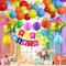 ZERODECO Mehrfarbig Geburtstag Dekorationen, Regenbogen Fransen Hintergrund Happy Birthday Banner Waben Kugeln Pompoms Folie Ballons für Bunte Geburtstag Party Dekorationen