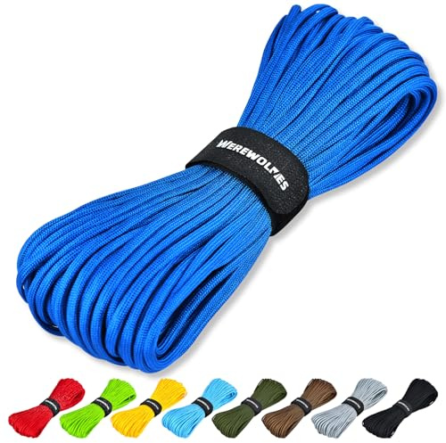 WEREWOLVES Paracorde 550, 7 brins de type III 4 mm | Paracorde de 30,5 m - Parachute pour bracelet, cordon de camping, cordon 550 pour travaux manuels et projets de bricolage