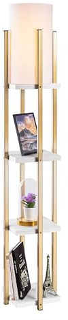 Opviq Lampana Stehleuchte | Metallgehäuse | 40W Max | Weißgold