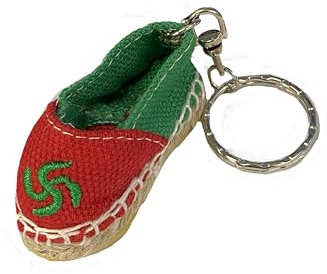 Porte Clés Espadrille - Brodé Croix Basque Rouge