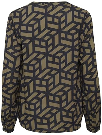 KAFFE Langarm-Bluse KAjalie Damen Bluse Langarm V-Ausschnitt Print Oberteil 42, Fallen Rock/Black Graphic Line