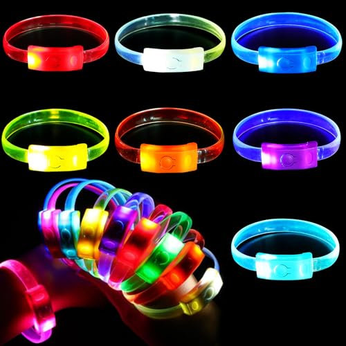 Joycabin 7 Stück LED Leuchtarmbänder Blinkende Armbänder knicklichter kinder Beleuchtendes Spielzeug Armreif Party Zubehör für Erwachsene Kinder Geburtstagsparty Geschenke Party Deko Hochzeiten
