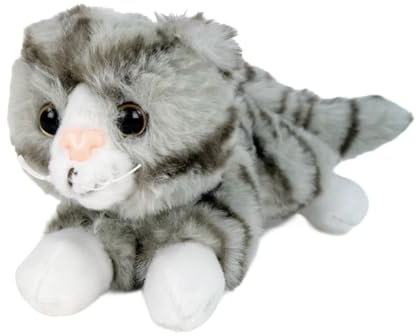 Inware Katze liegend grau gestreift 15 cm Plüschkatze Plüschtier
